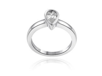 PAULINE II BEZEL SET PEAR SHAPE DIAMOND SOLITAIRE ENGAGEMENT RING - R10508