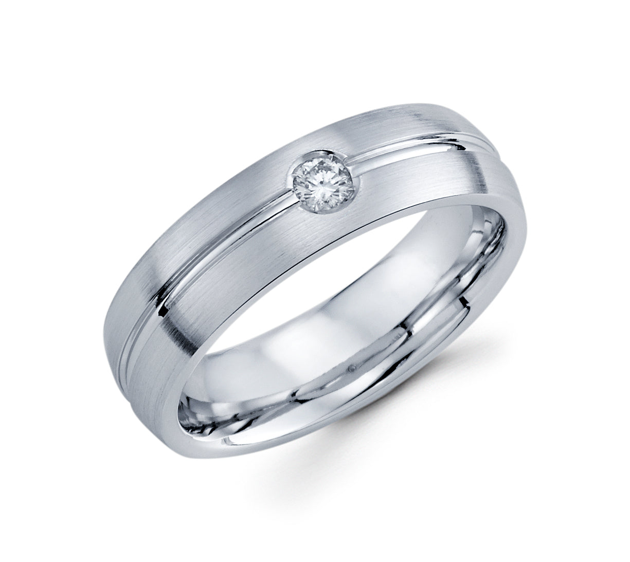 14K White Gold Men's Wedding Band Comfort Fit, 6MM