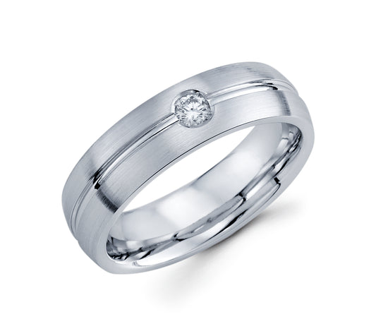 14K White Gold Men's Wedding Band Comfort Fit, 6MM