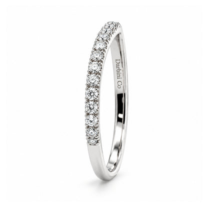 14K White Gold Curved Band-2mm, 0.26CT Diamonds, BAND01059