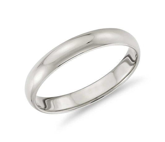 14K White Gold Men's Classic Wedding Band Comfort Fit, 4MM