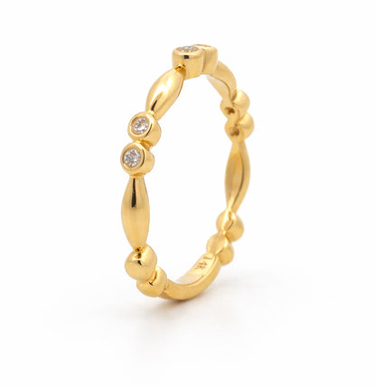 14K Yellow Gold Bezel Set Round Diamond 0.15ct Wedding BAND2921