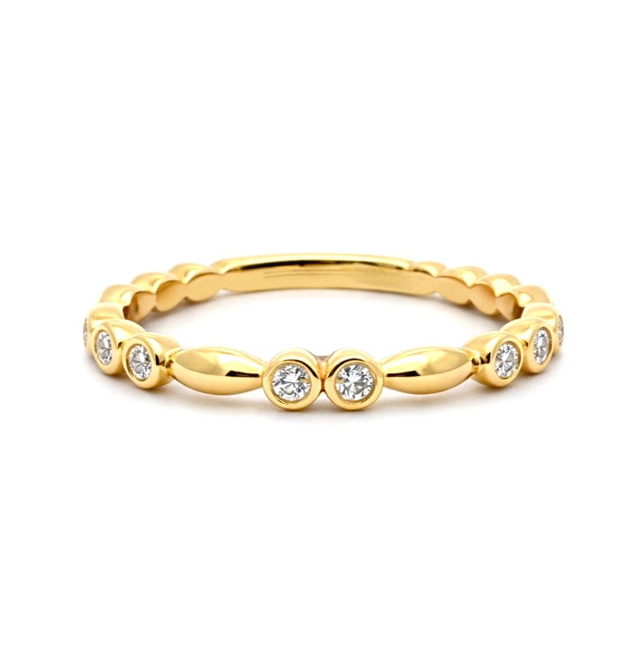 14K Yellow Gold Bezel Set Round Diamond 0.15ct Wedding BAND2921