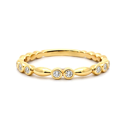 14K Yellow Gold Bezel Set Round Diamond 0.15ct Wedding BAND2921