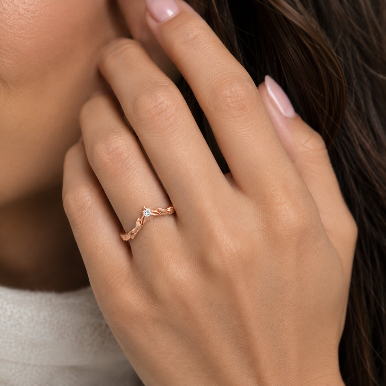 14K Rose Gold Curved Diamond Band BAND2939