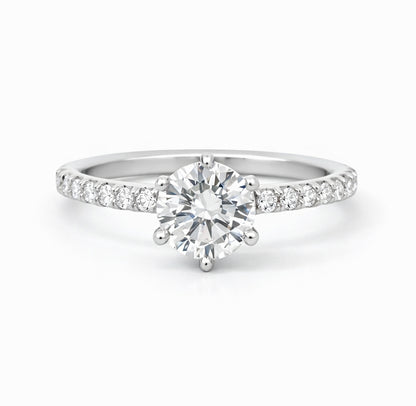 Six Prong Solitaire Engagement Ring with Diamond Band, ER1019
