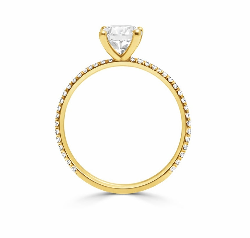 Four Prong High-Profile Solitaire Engagement Ring in 14K Yellow Gold, ER1165