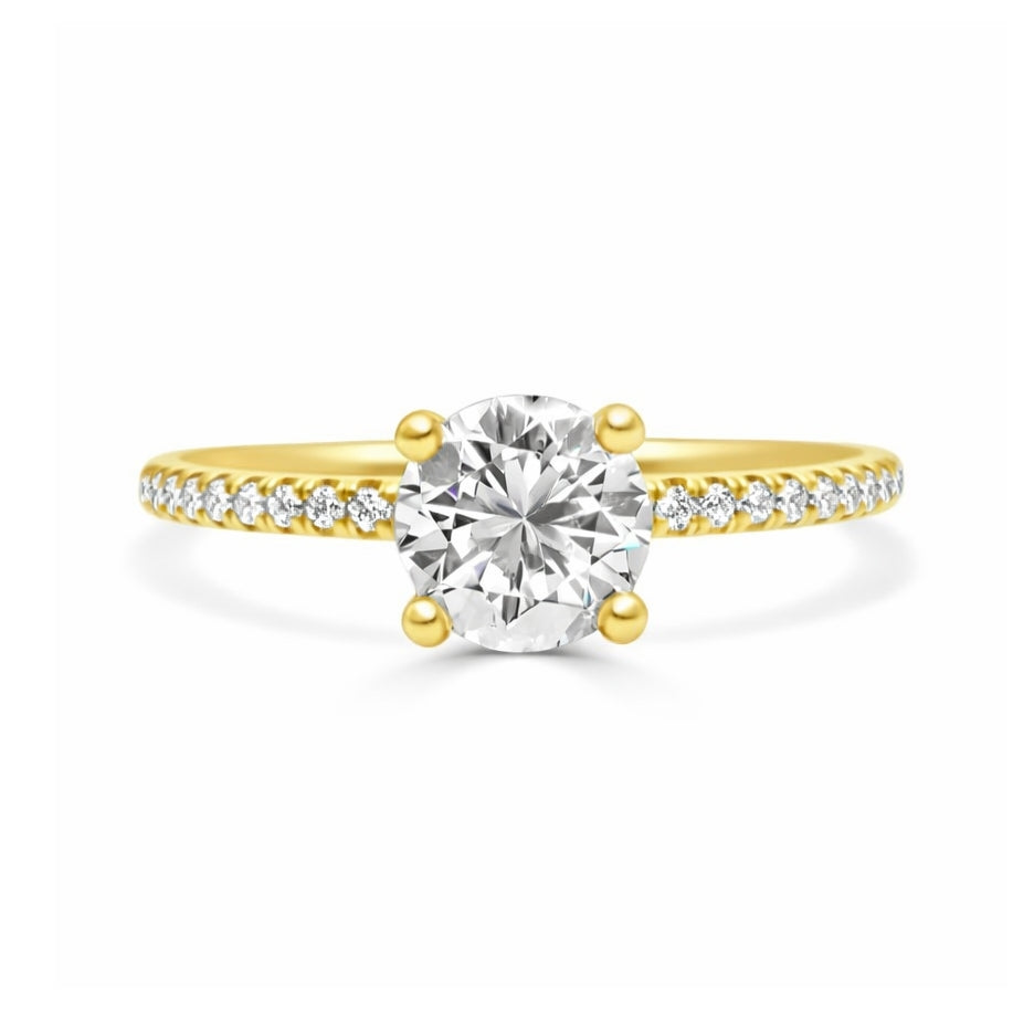 Four Prong High-Profile Solitaire Engagement Ring in 14K Yellow Gold, ER1165