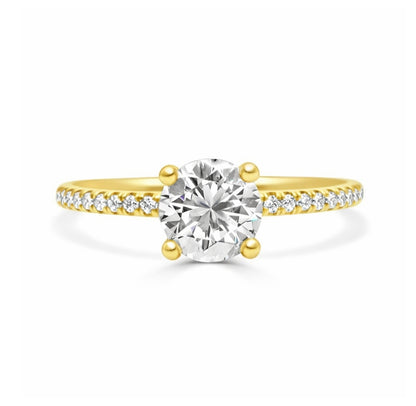 Four Prong High-Profile Solitaire Engagement Ring in 14K Yellow Gold, ER1165