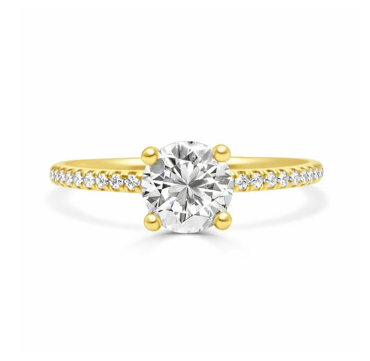 Four Prong High-Profile Solitaire Engagement Ring in 14K Yellow Gold, ER1165