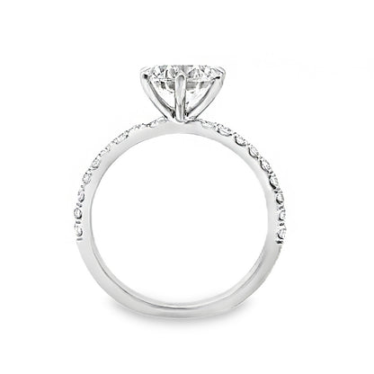 18K White Gold 6 Prong Engagement Ring with Round Cut Center Stone -ER1183