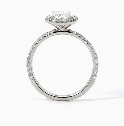 18K White Gold Oval Halo Engagement Ring, ER1225