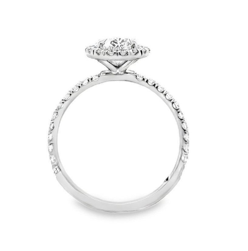 18K White Gold Halo Engagement Ring With Oval Cut Center Stone -ER1225