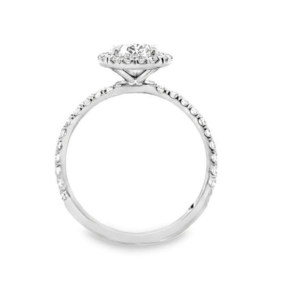 18K White Gold Halo Engagement Ring With Oval Cut Center Stone -ER1225