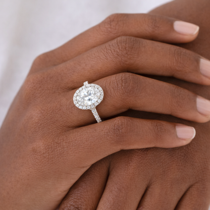 18K White Gold Oval Halo Engagement Ring, ER1225