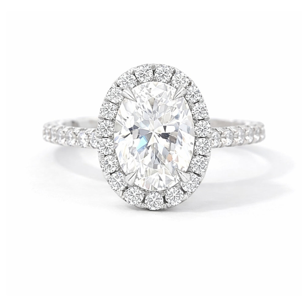 18K White Gold Oval Halo Engagement Ring, ER1225