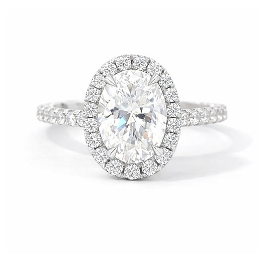 18K White Gold Oval Halo Engagement Ring, ER1225
