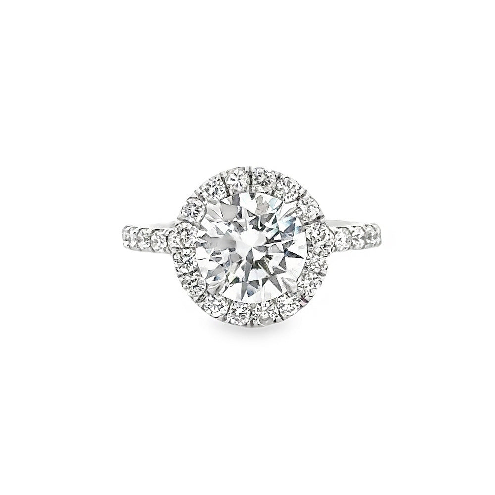 18K White Gold Halo Engagement Ring With Round Cut Center Stone -ER1234