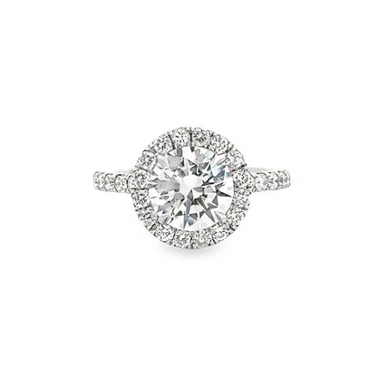 18K White Gold Halo Engagement Ring With Round Cut Center Stone -ER1234
