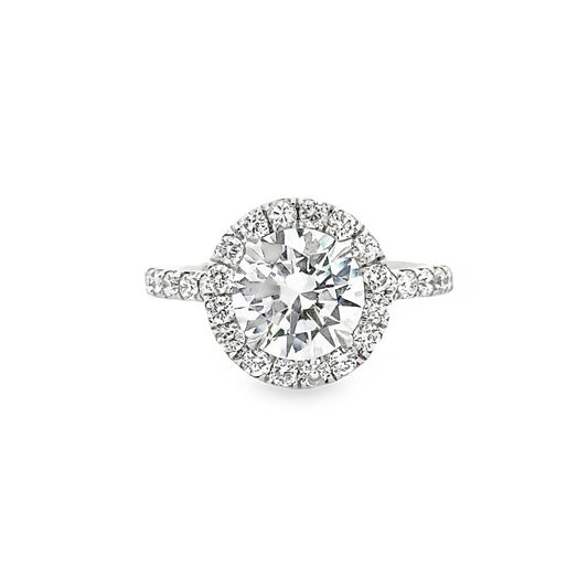 18K White Gold Halo Engagement Ring With Round Cut Center Stone -ER1234