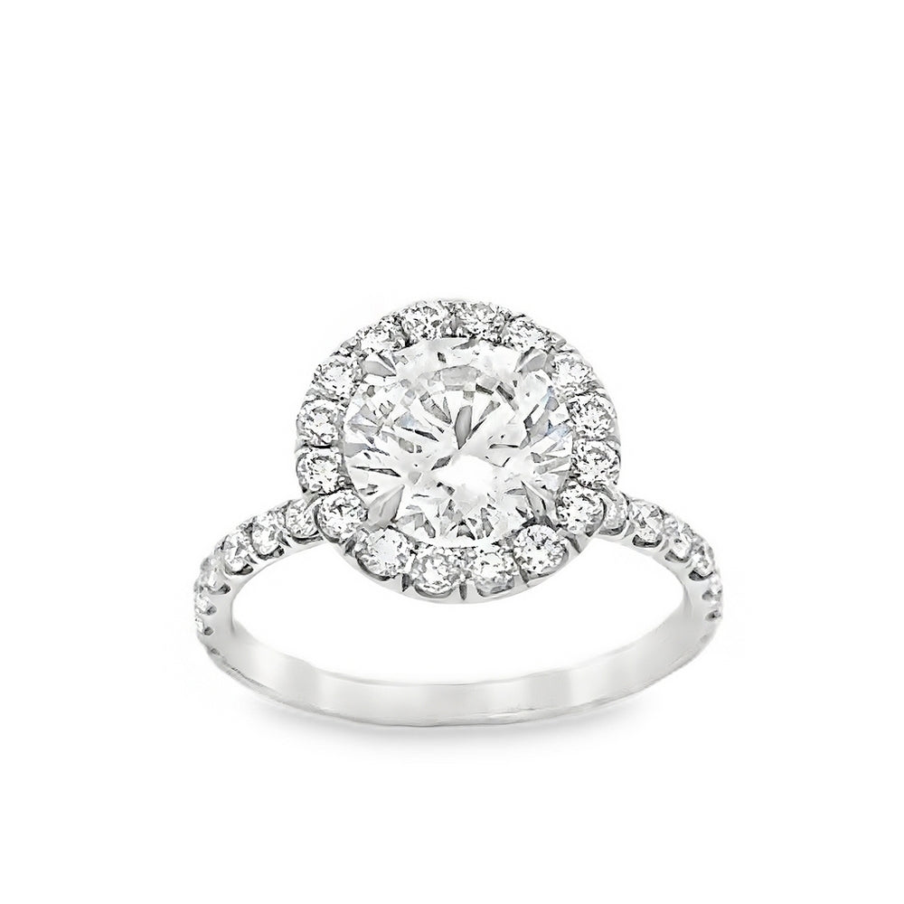 18K White Gold Halo Engagement Ring With Round Cut Center Stone -ER1234
