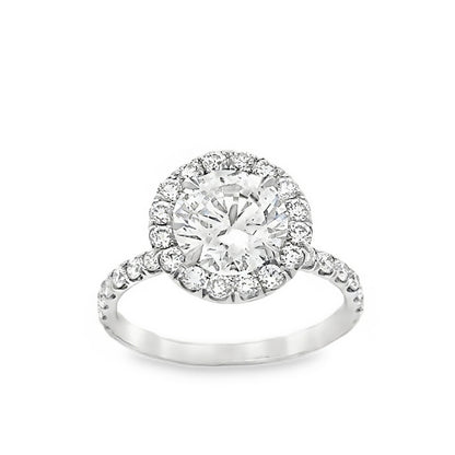 18K White Gold Halo Engagement Ring With Round Cut Center Stone -ER1234