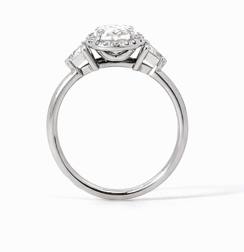 Three-Stone Oval Halo Engagement Ring, ER1241