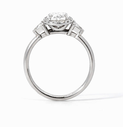 Three-Stone Oval Halo Engagement Ring, ER1241