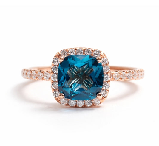 London Blue Topaz 1.50ct Halo Engagement Ring, ER1273