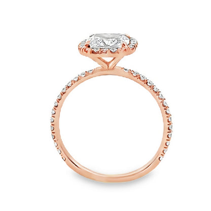 14K Rose Gold Halo Engagement Ring with Cushion Cut Center Stone -ER1274