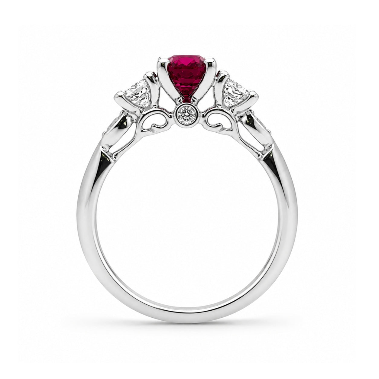 14K White Gold 3-Stone Diamond and Tourmaline Ring ER1289R