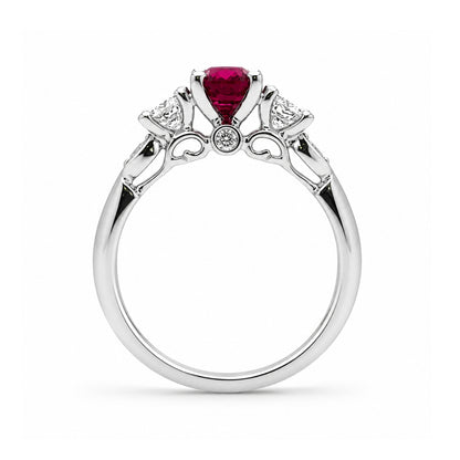 14K White Gold 3-Stone Diamond and Tourmaline Ring ER1289R
