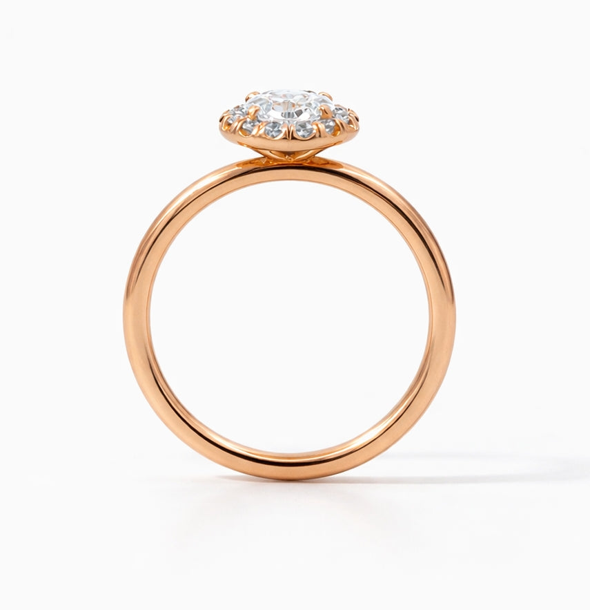 Oval Cut Halo Engagement Ring 1.5mm, ER1309