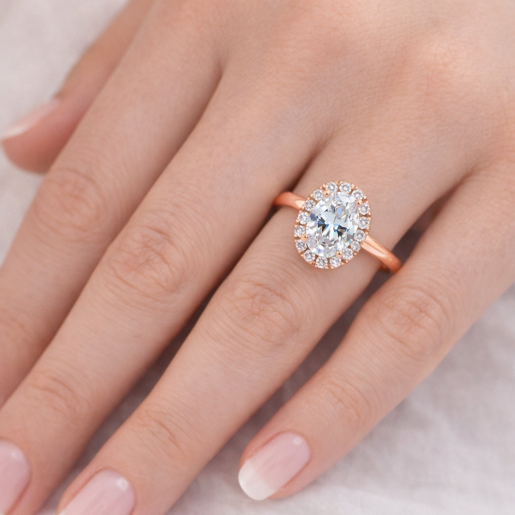 Oval Cut Halo Engagement Ring 1.5mm, ER1309