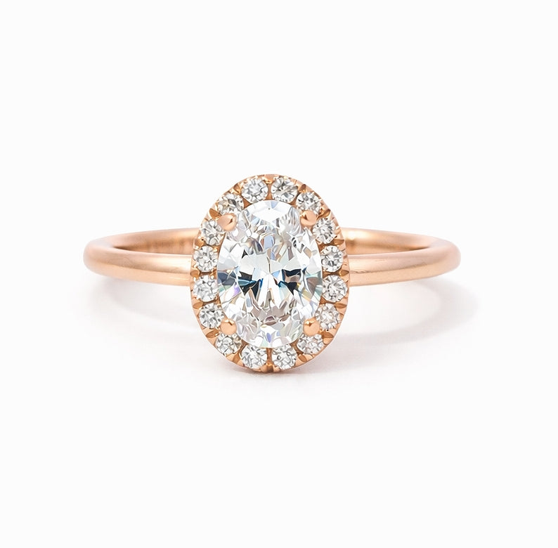 Oval Cut Halo Engagement Ring 1.5mm, ER1309