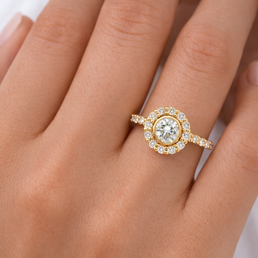 Round Cut Halo Engagement Ring, ER1371
