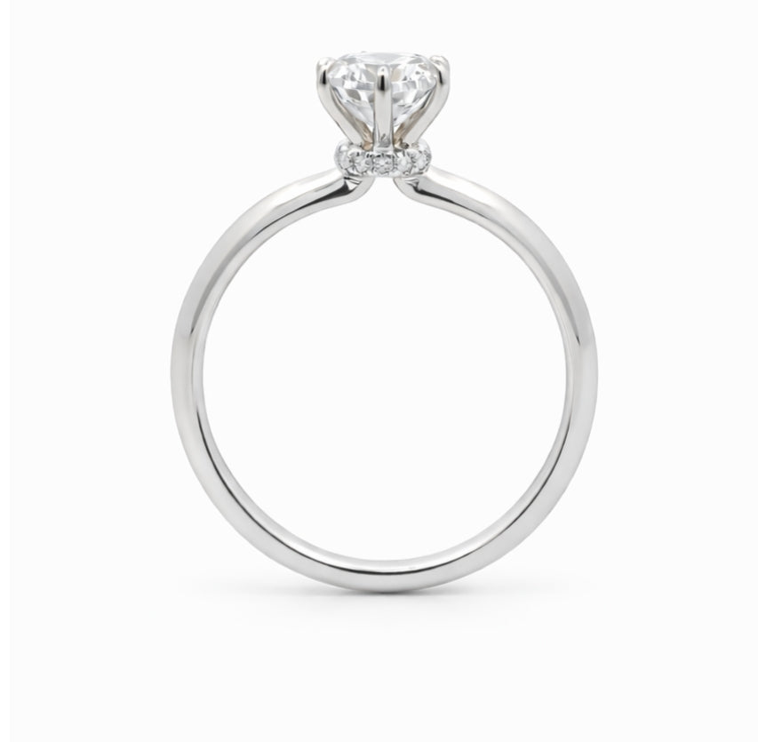 Five Prong 1.5mm Band Crown Solitaire Engagement Ring, ER1406