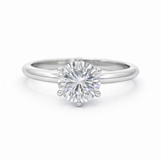 Five Prong 1.5mm Band Crown Solitaire Engagement Ring, ER1406