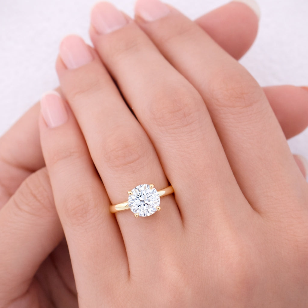Hidden Halo Cathedral Solitaire Engagement Ring, 2mm Band. ER1420
