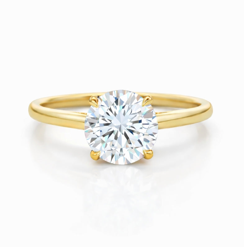 Hidden Halo Cathedral Solitaire Engagement Ring, 2mm Band. ER1420