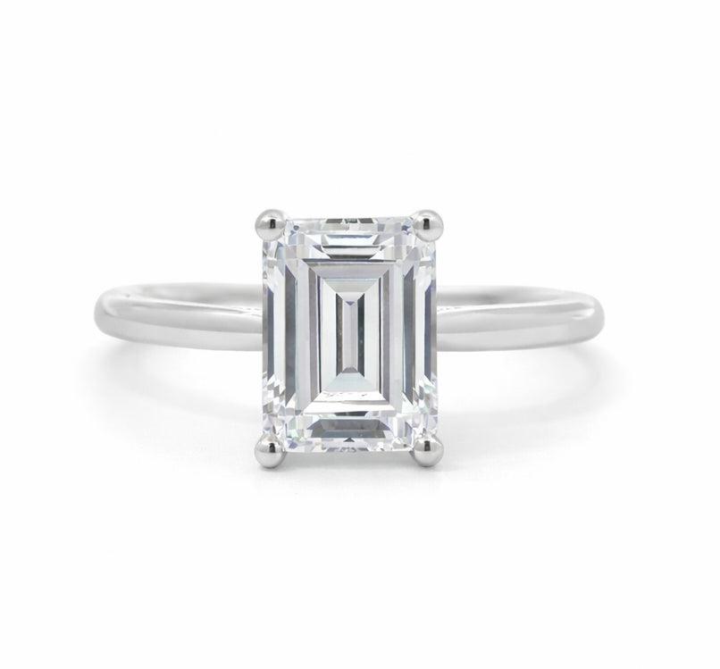 Emerald Cut Cathedral Four-Prong Solitaire Engagement Ring, ER1435