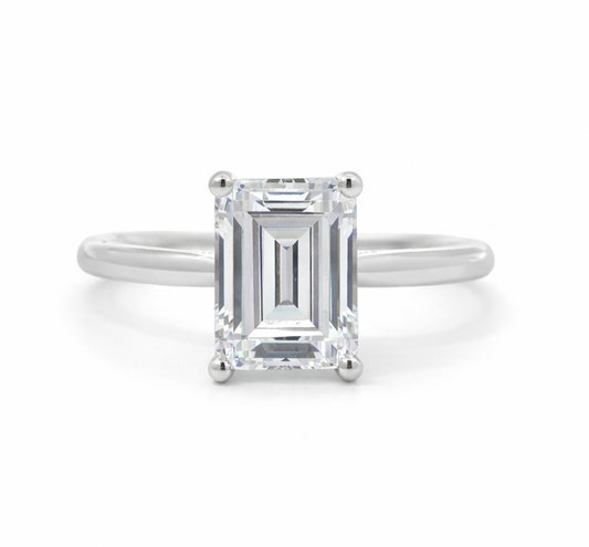Emerald Cut Cathedral Four-Prong Solitaire Engagement Ring, ER1435