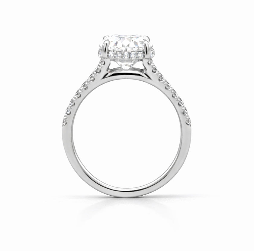 Hidden Halo Split Shank Oval Cut Engagement Ring, ER1450