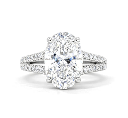 Hidden Halo Split Shank Oval Cut Engagement Ring, ER1450