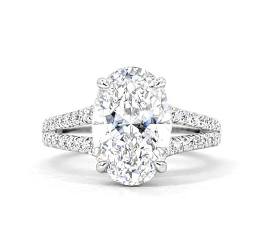 Hidden Halo Split Shank Oval Cut Engagement Ring, ER1450