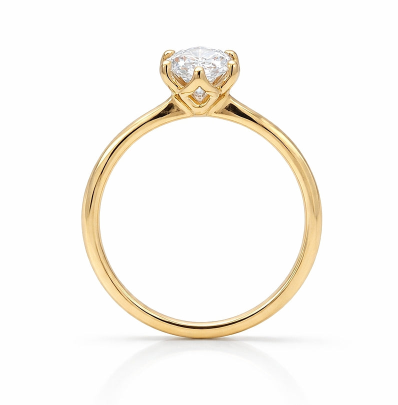 Six-Prong Petal Solitaire Engagement Ring, ER1460