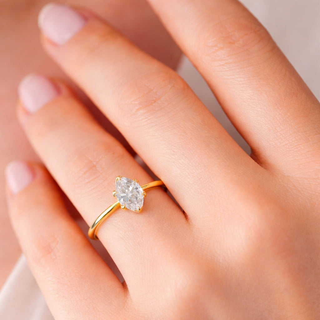 Six-Prong Petal Solitaire Engagement Ring, ER1460