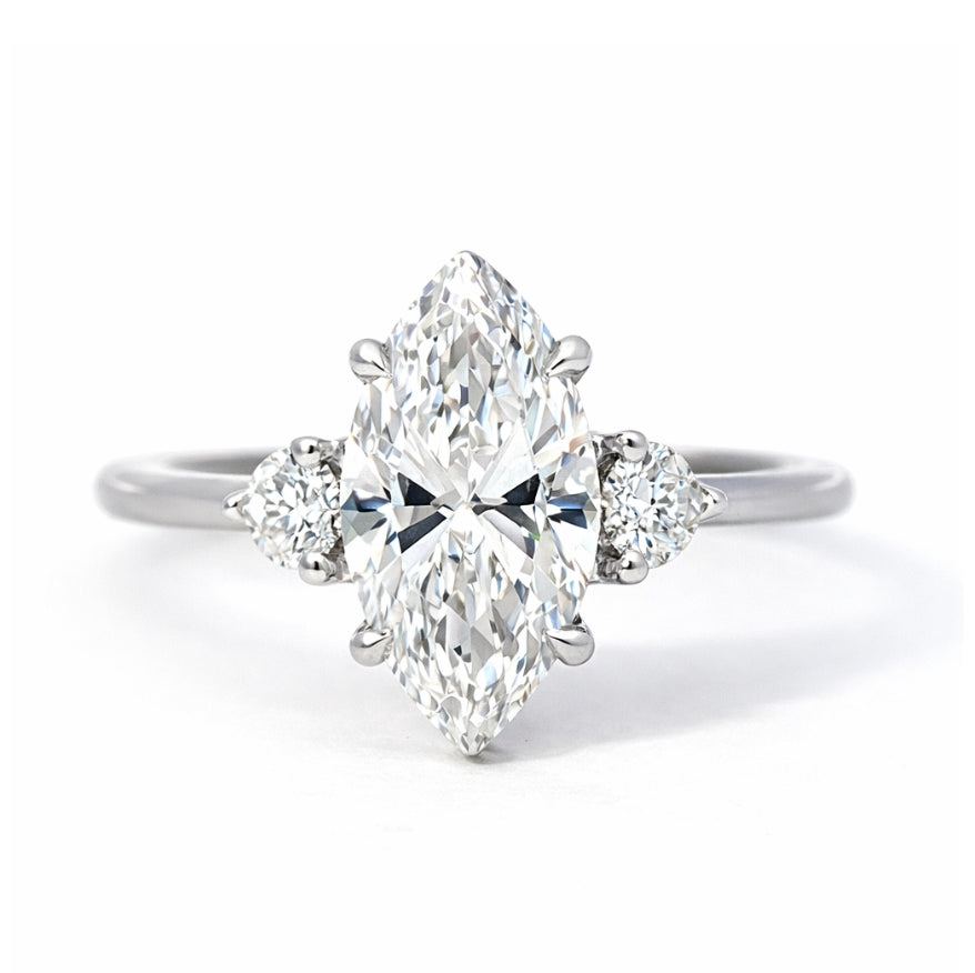 Three-Stone Marquise and Pear Shape Engagement Ring, ER1474