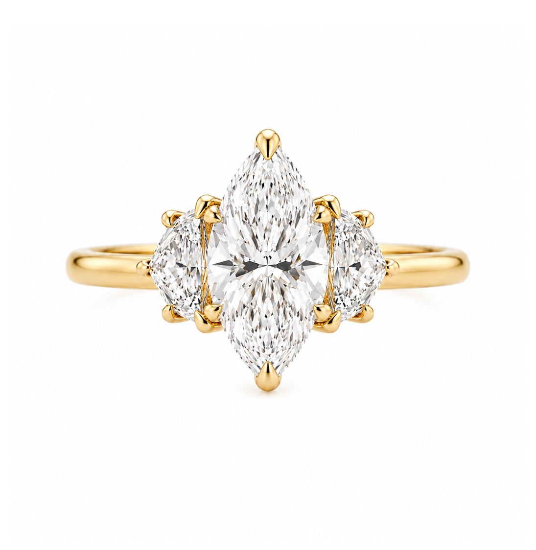 3-Stone Marquise Center Stone Cadillac Cut Side Stones, ER1503