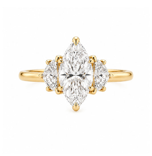 3-Stone Marquise Center Stone Cadillac Cut Side Stones, ER1503